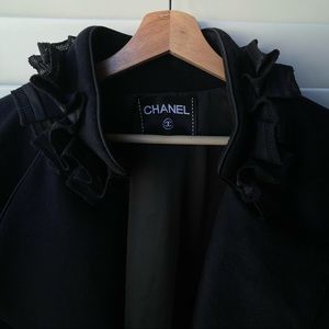 Black Chanel winter coat, with double lining. Very unique!! #chanel #coat